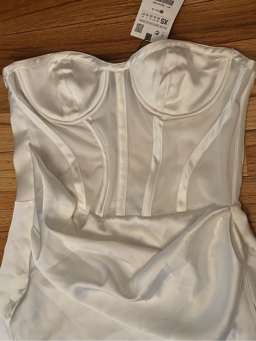 ZARA Satin White Bustier Mini Dress NWT - Picture 3 of 4